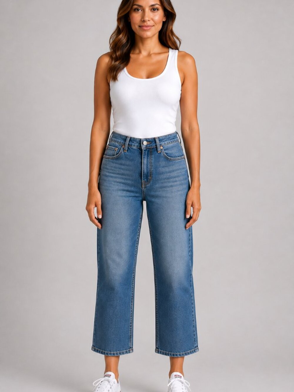 Faded Glory Women’s 14 Petite Cloud Blue Stretch Cropped Flare Jeans